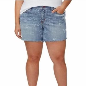 Plus Size 24 Lane Bryant jean Shorts Girlfriend Denim Star Print Raw Hem